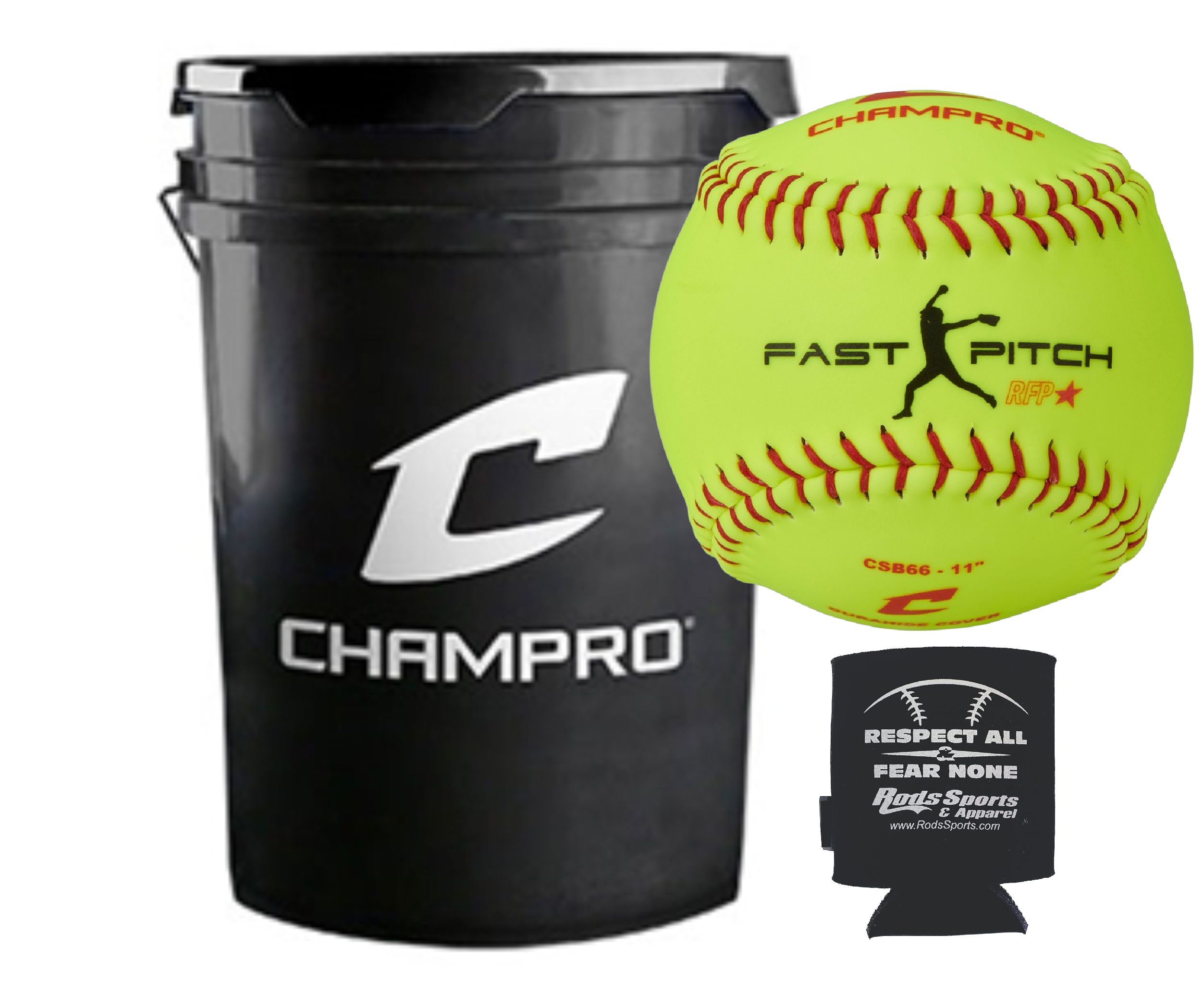 thumbnail image 2 of Champro 6 Gallon Bucket With 30 CBB-200US USSSA Baseballs And Drink Can Sleeve - Rod's Sports 2 of 12